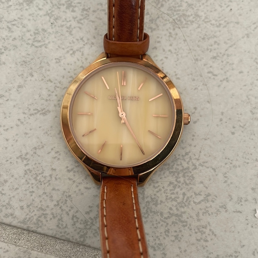 Michael Kors, brown and tan wrap around watch
